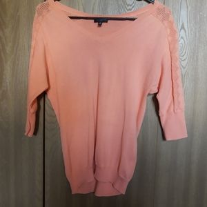 Size Small, salmon 3/4 length sleeve sweater